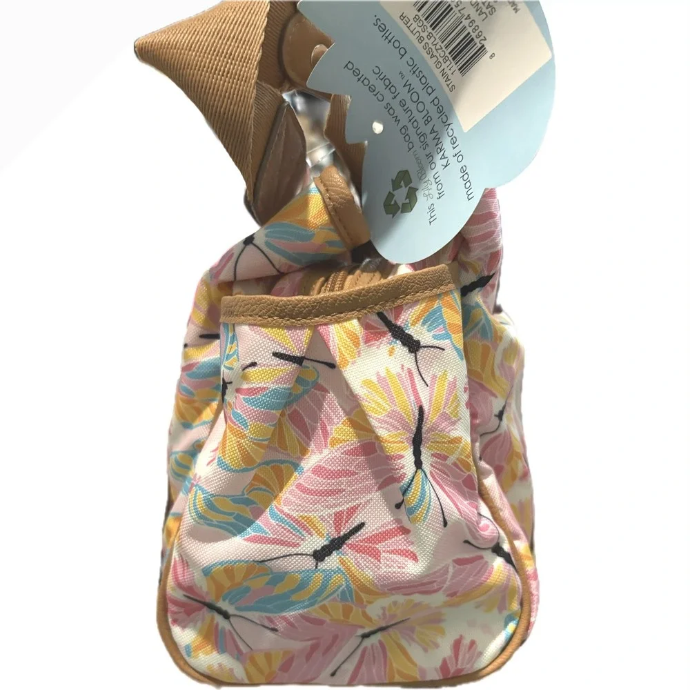 Lily Bloom Landon Satchel Stain Glass Butter Butterfly Recycled Fabric Handbag